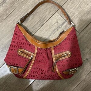 XOXO Red and Brown Shoulder Bag with Gold Accents